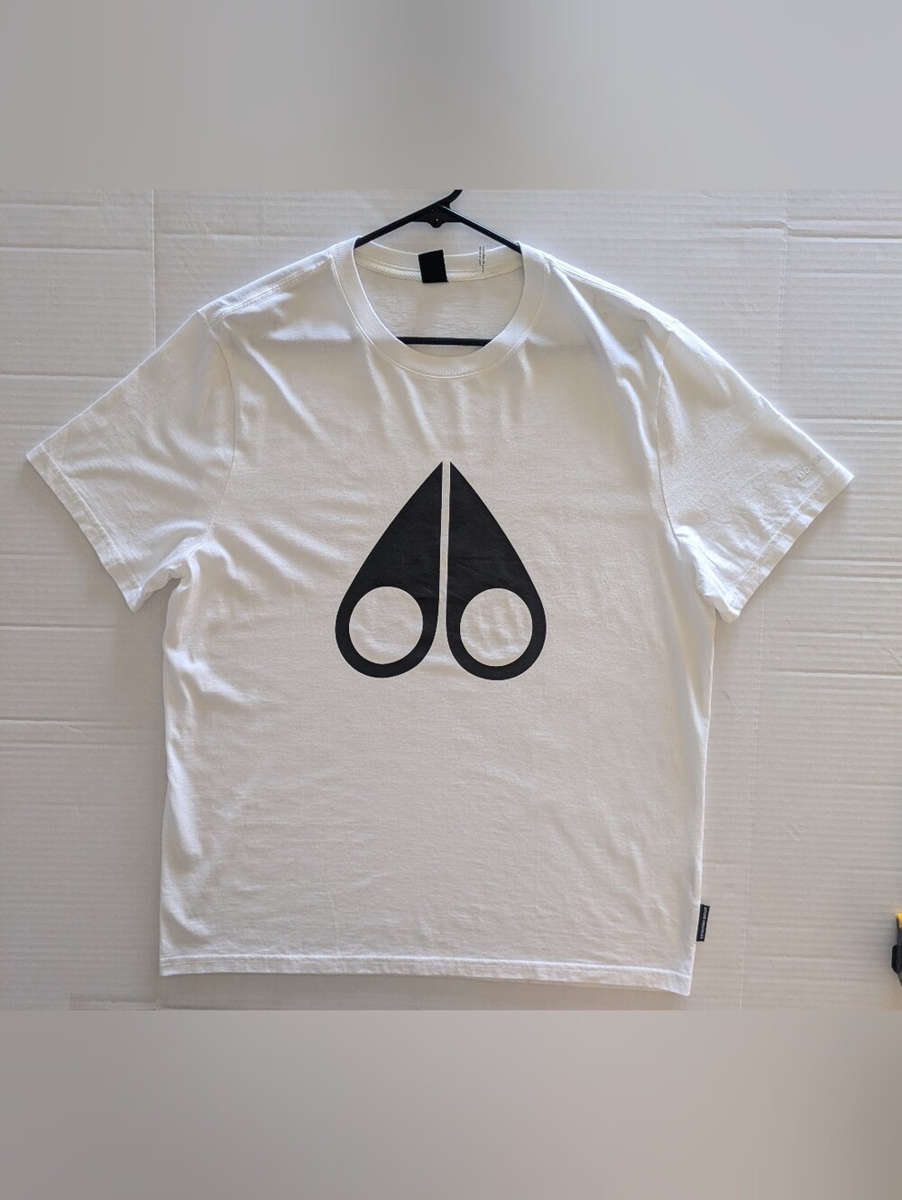 Moose Knuckles Men's White Graphic T-Shirt w/ Black Logo-